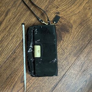 Black and Gold Leather Coach Clutch